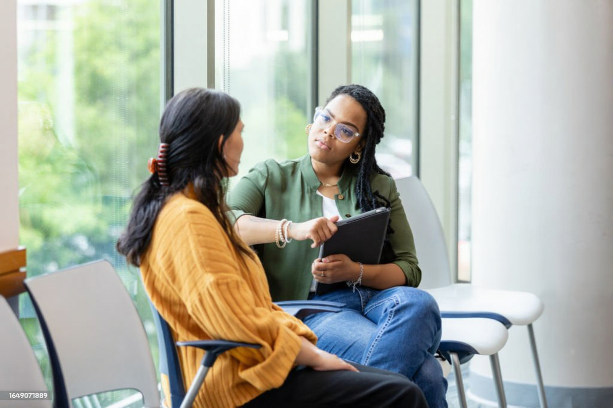 A team in conversation